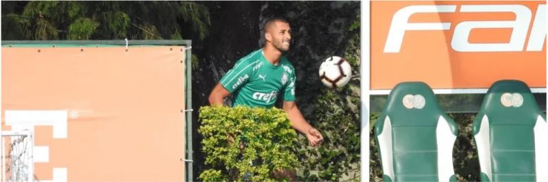 Vitor Hugo participa de treino do Palmeiras nesta segunda — Foto: Tossiro Neto
