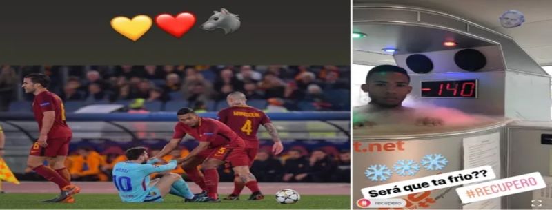Juan ajuda Messi a se levantar em Roma x Barcelona e se recupera com crioterapia no dia seguinte