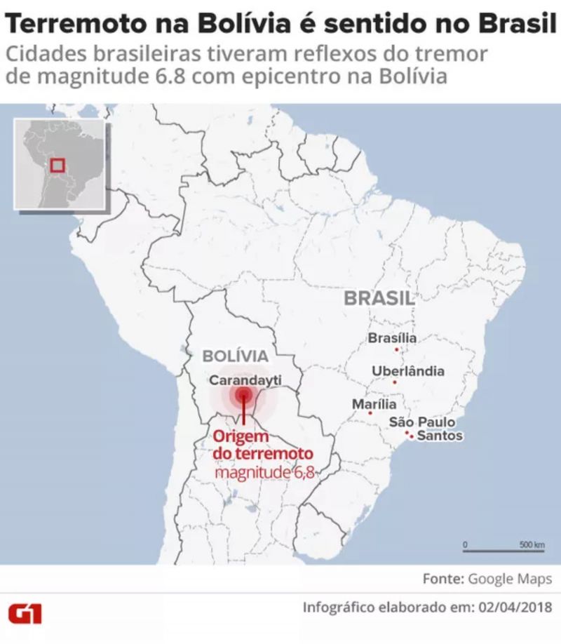 Terremoto com epicentro na Bolívia é sentido em Brasília