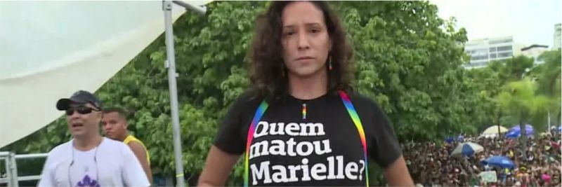 Monica Benício, viúva de Marielle Franco, no bloco Toco-Xona, no Aterro do Flamengo — Foto: Reprodução