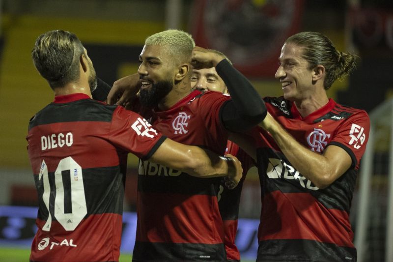 Gabigol comemora gol do Flamengo contra o Madureira — Foto: Alexandre Vidal/Flamengo