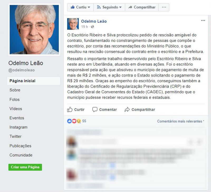 Prefeito de Uberlândia informa rescisão de contratos com escritório alvo de denúncias